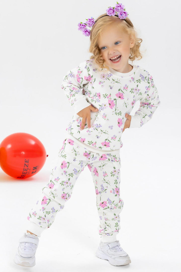 BRE Breeze Girl Child Tracksuit Flower Patterned 1-4 Years, Ecru - Lake Elsinore