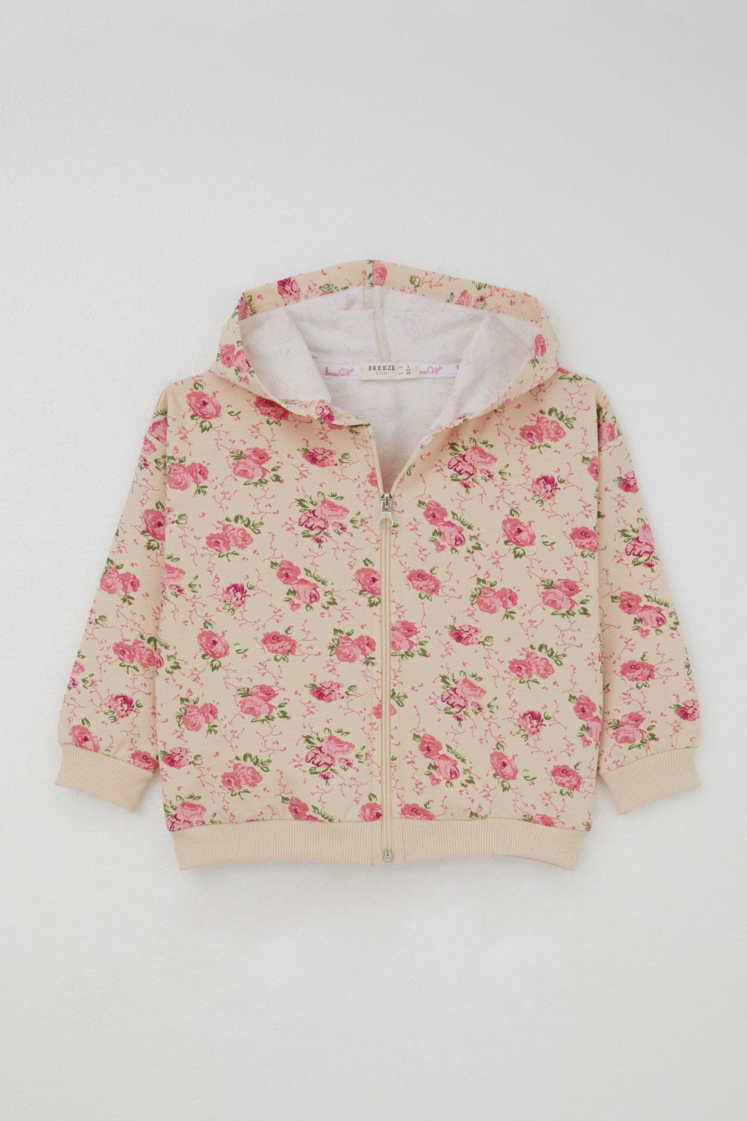 BRE Breeze Girl Child Tracksuit Flower Patterned Hooded 1.5-5 Years, Cream - Suhl