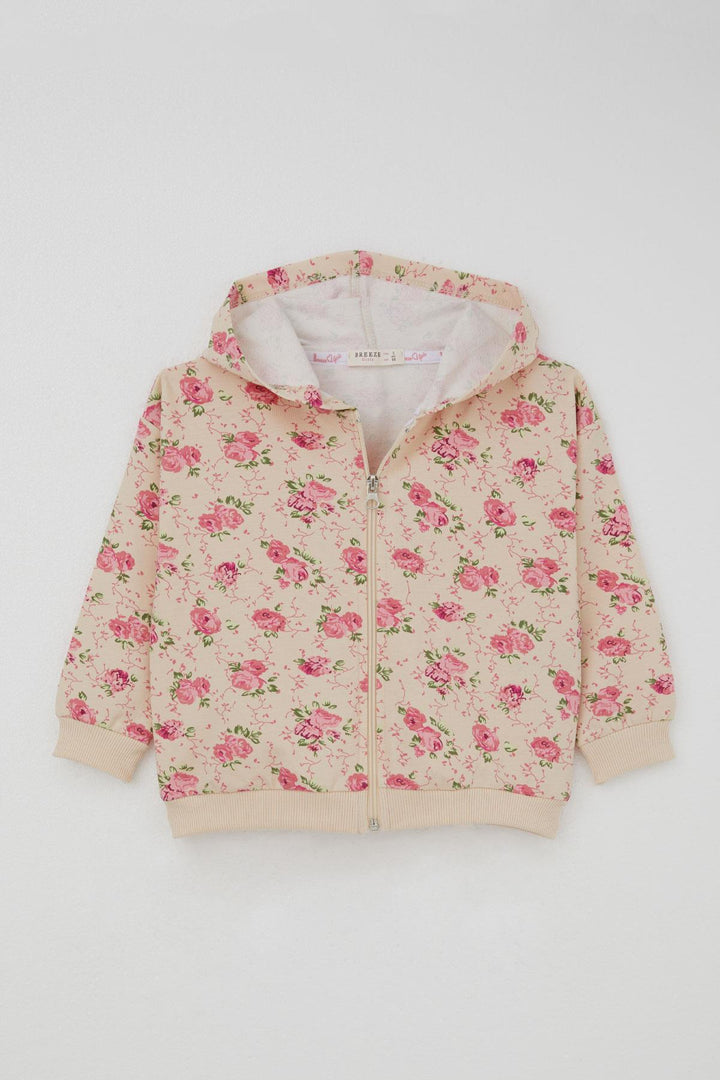 BRE Breeze Girl Child Tracksuit Flower Patterned Hooded 1.5-5 Years, Cream - Suhl