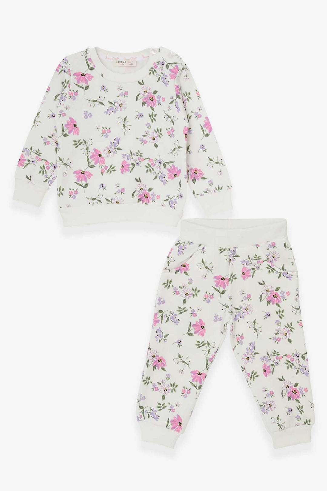 BRE Breeze Girl Child Tracksuit Flower Patterned 1-4 Years, Ecru - Lake Elsinore