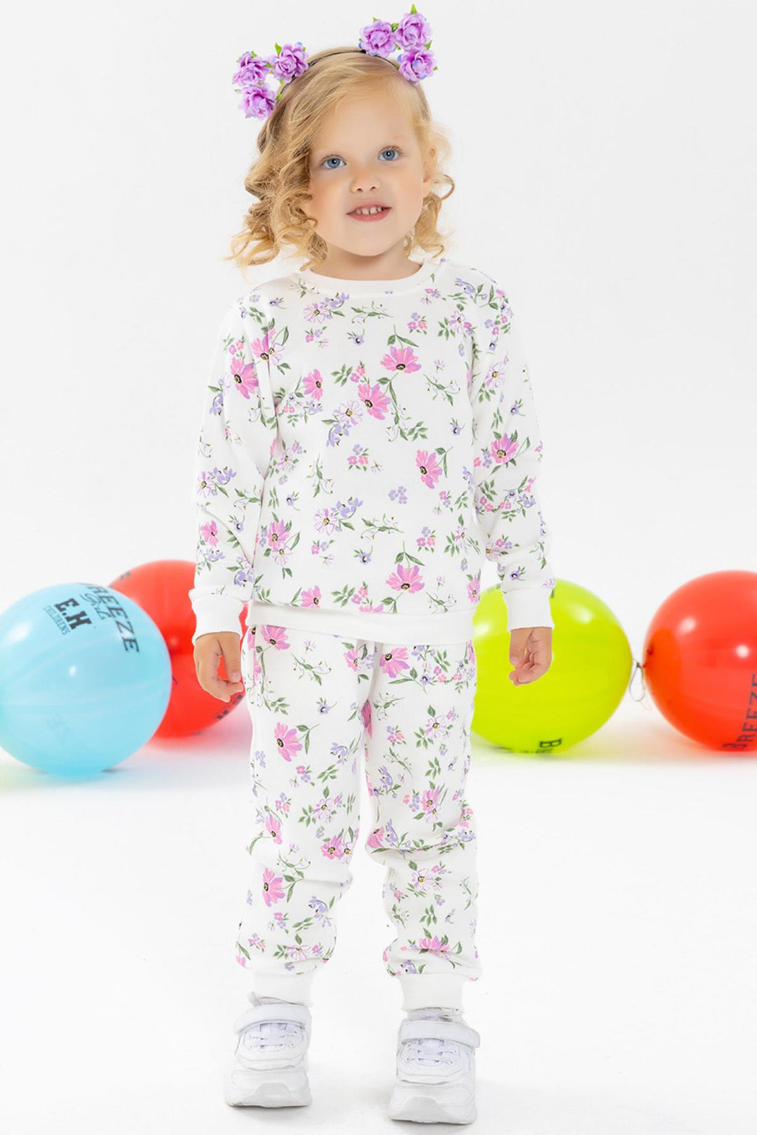 BRE Breeze Girl Child Tracksuit Flower Patterned 1-4 Years, Ecru - Lake Elsinore