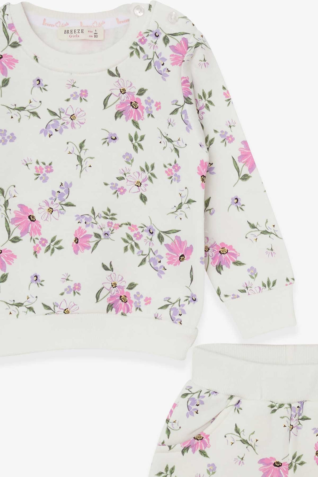 BRE Breeze Girl Child Tracksuit Flower Patterned 1-4 Years, Ecru - Lake Elsinore