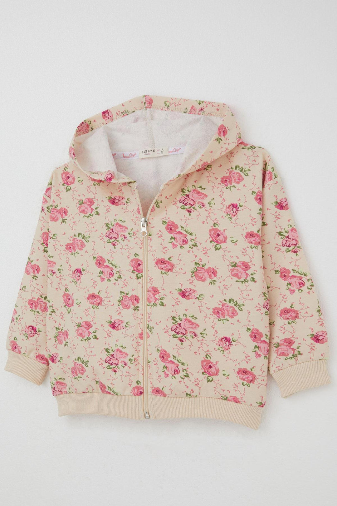 BRE Breeze Girl Child Tracksuit Flower Patterned Hooded 1.5-5 Years, Cream - Suhl
