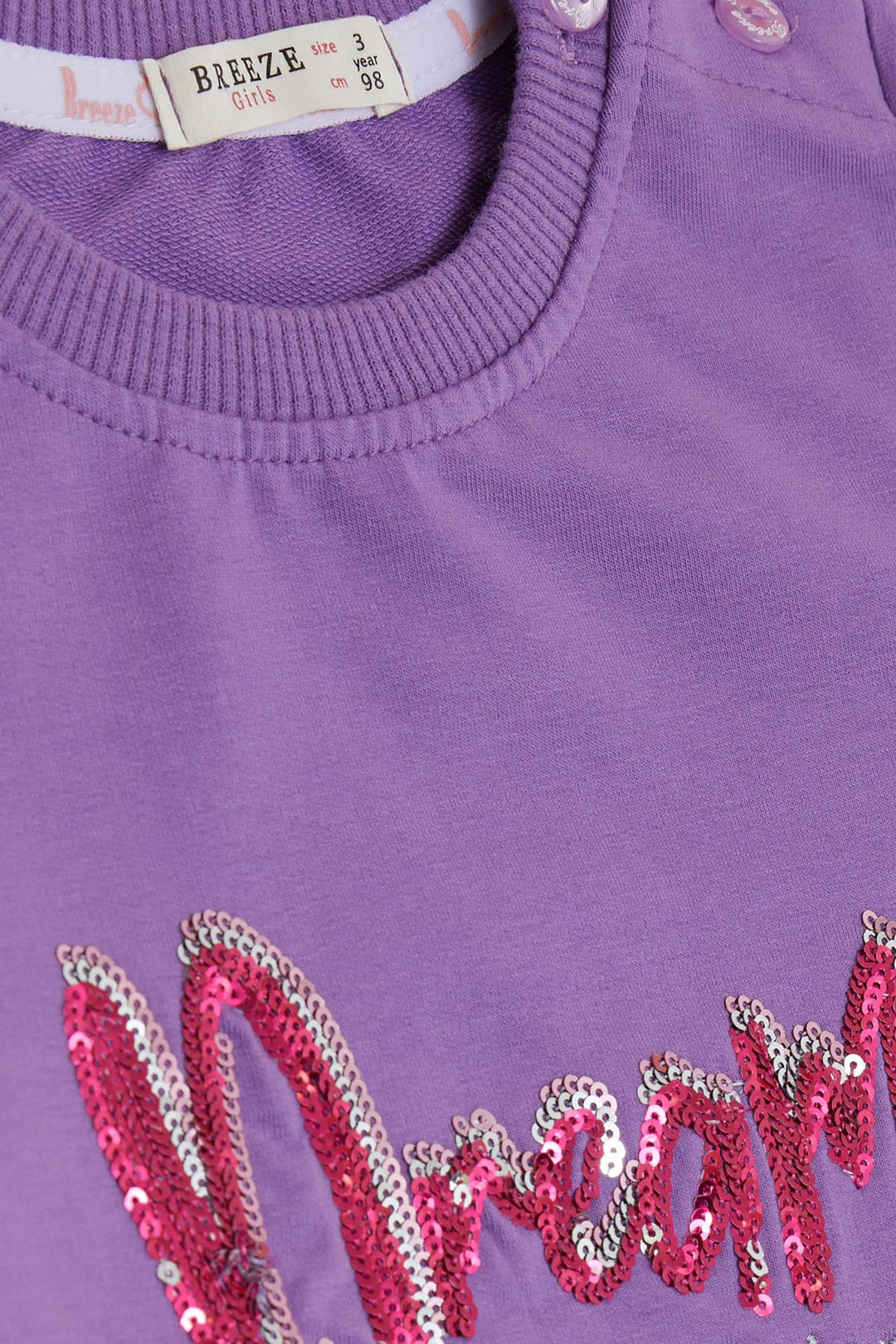 BRE Breeze Girl Child Tracksuit Set Sequined Embroidered Printed 3-6 Years, Purple - Guasavito