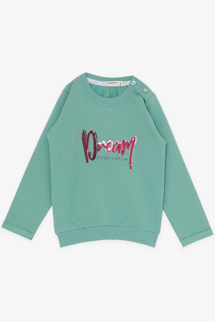 BRE Breeze Girl Child Tracksuit Set Sequined Embroidery Printed 3-6 Years, Mint Green - Oceanside