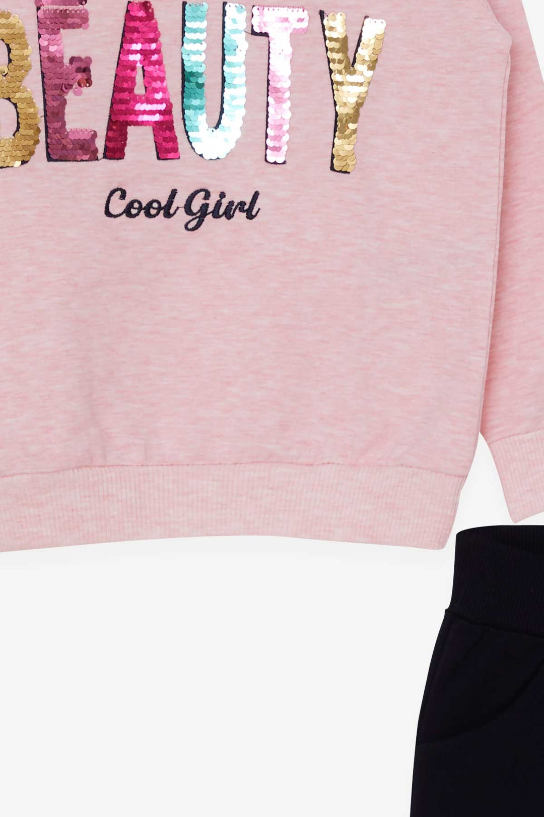 BRE Breeze Girl's Tracksuit Set with Sequin Printed Text 4-8 Years, Salmon Melange - Hilversum
