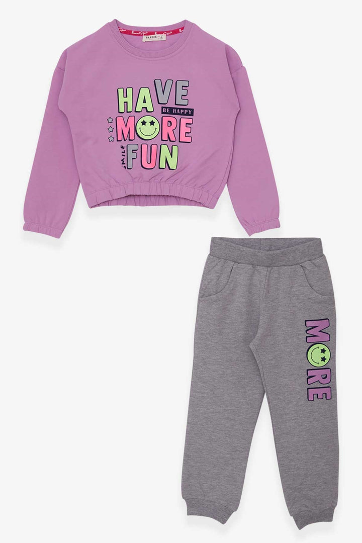 BRE Breeze Girl's Tracksuit Colorful Glittery Printed with Text 5-9 Years, Lilac - Rowland Heights