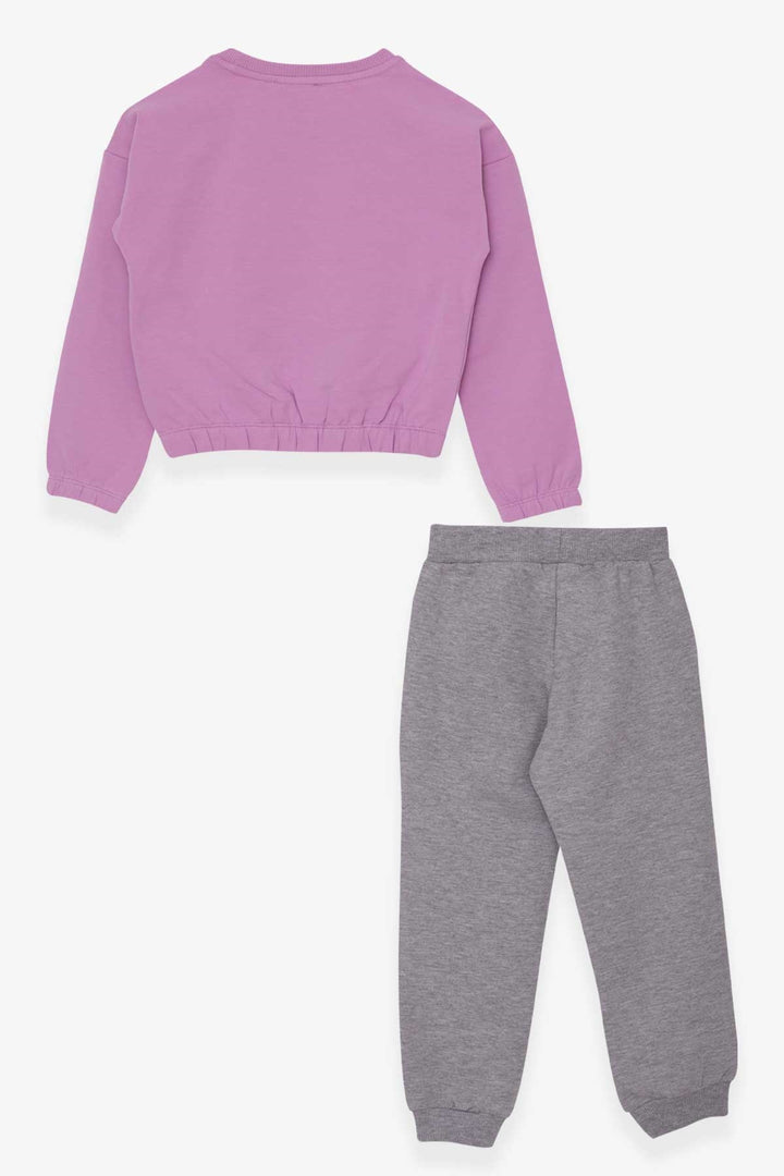 BRE Breeze Girl's Tracksuit Colorful Glittery Printed with Text 5-9 Years, Lilac - Rowland Heights