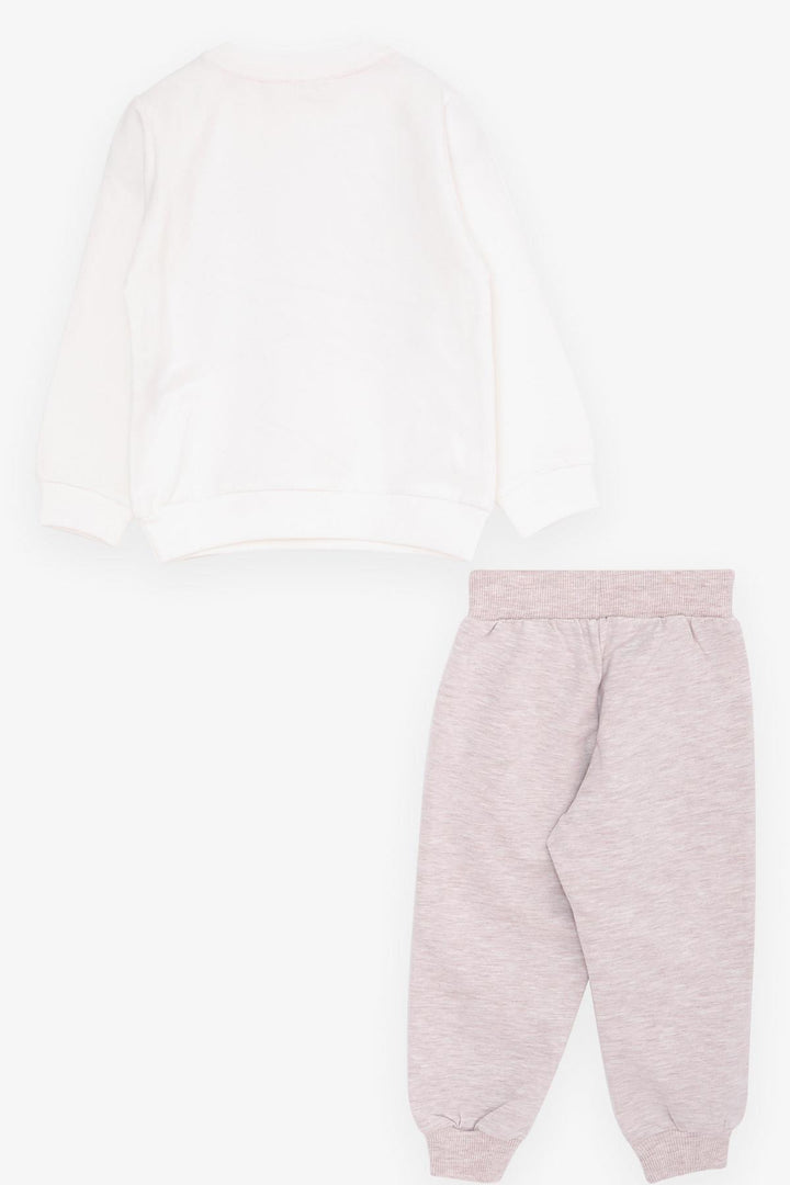 BRE Breeze Girl Child Tracksuit with Glitter Bunny Print, 1.5-5 Years, Beige - Lage