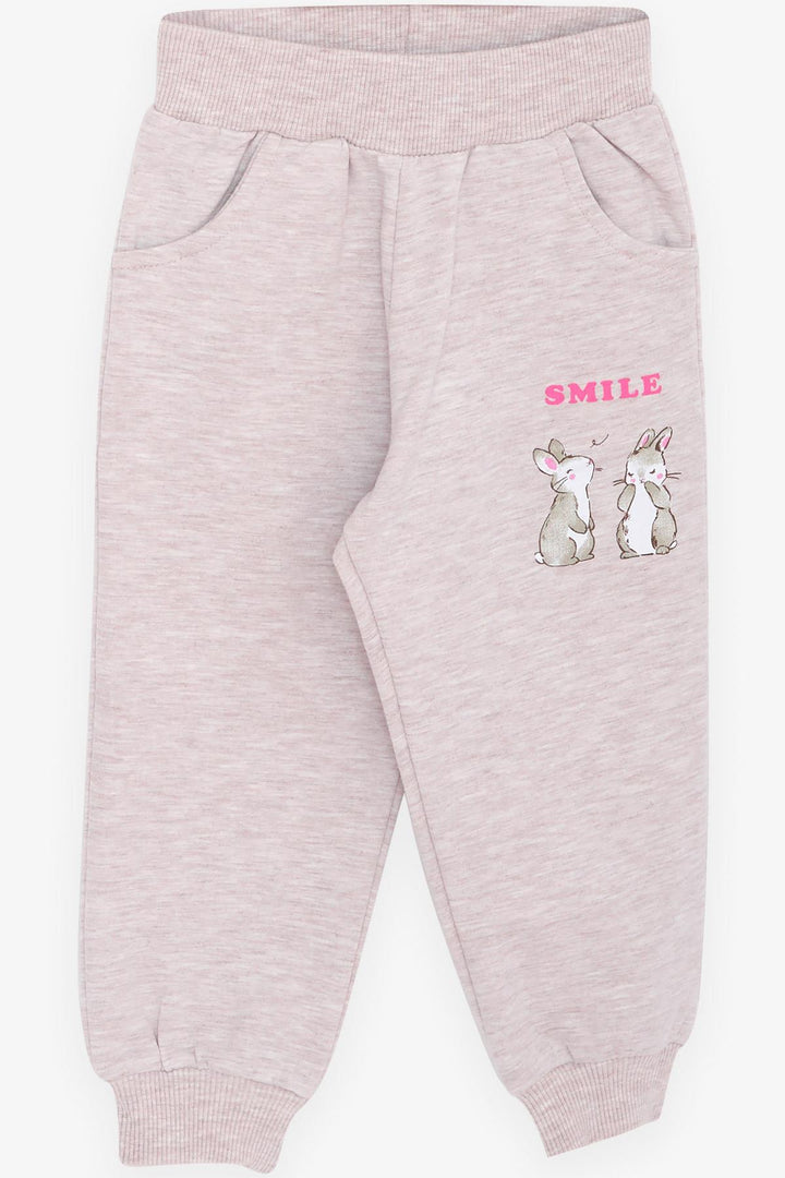 BRE Breeze Girl Child Tracksuit with Glitter Bunny Print, 1.5-5 Years, Beige - Lage