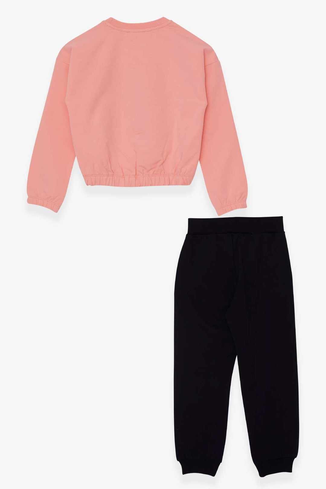 BRE Breeze Girl's Tracksuit Set with Glittery Colorful Printed Writing, 5-9 Years, Salmon - Dordrecht