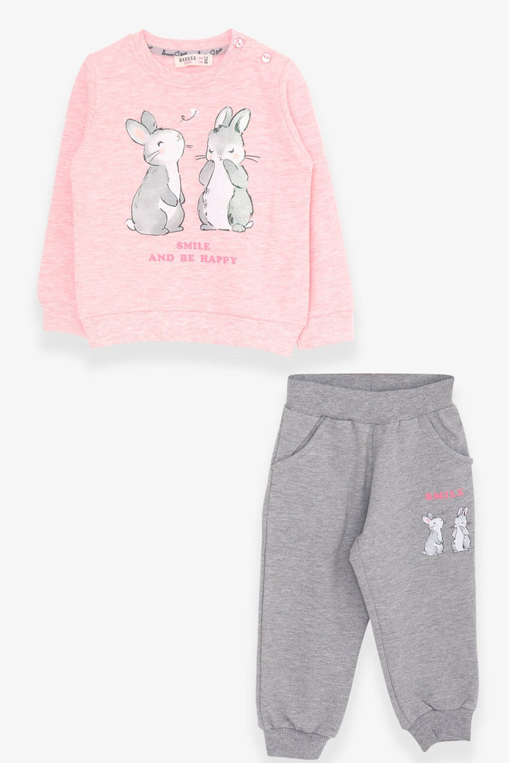 BRE Breeze Girl Child Tracksuit Glitter Bunny Printed 1.5-5 Years, Salmon Melange - Washington