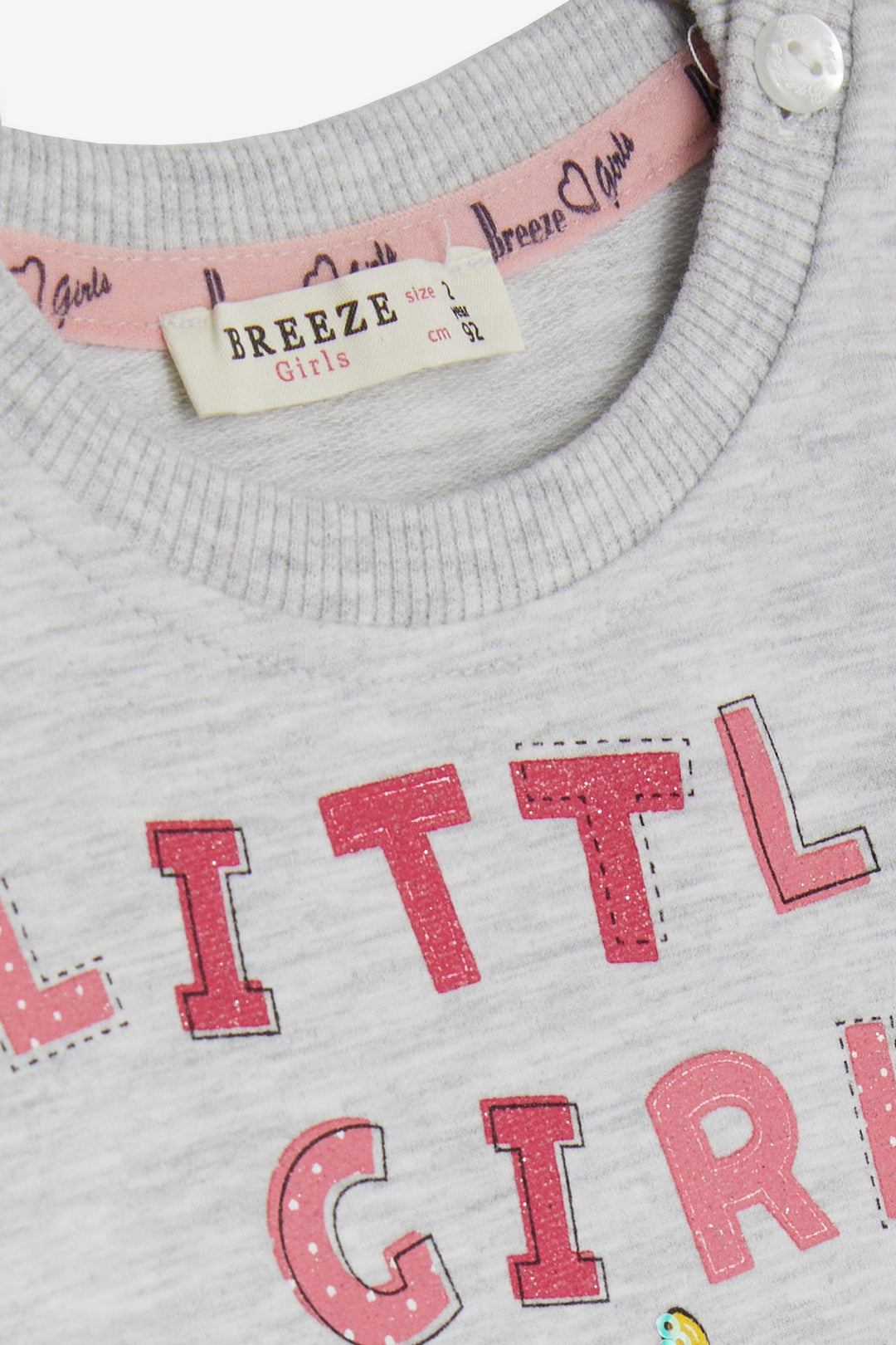 BRE Breeze Girl Child Tracksuit Unicorn Printed 1-4 Years, Light Grey Melange - Tivoli