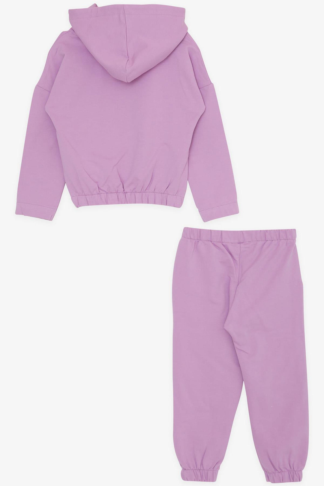 BRE Breeze Girl Child Tracksuit Set with Summer Printed Hooded Pocket 3-7 Years, Lilac - Bagnolet