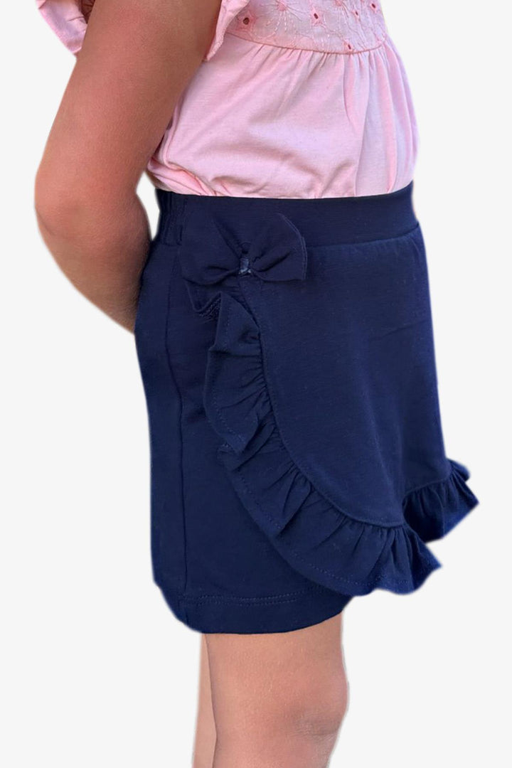 BRE Breeze Girl Child Skirt Shorts with Ruffles and Bow 1.5-5 Years, Navy Blue - Elmont