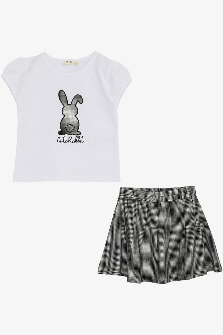 BRE Breeze Girl Child Skirt Suit Cute Bunny Printed 3-8 Years, White - Wellington