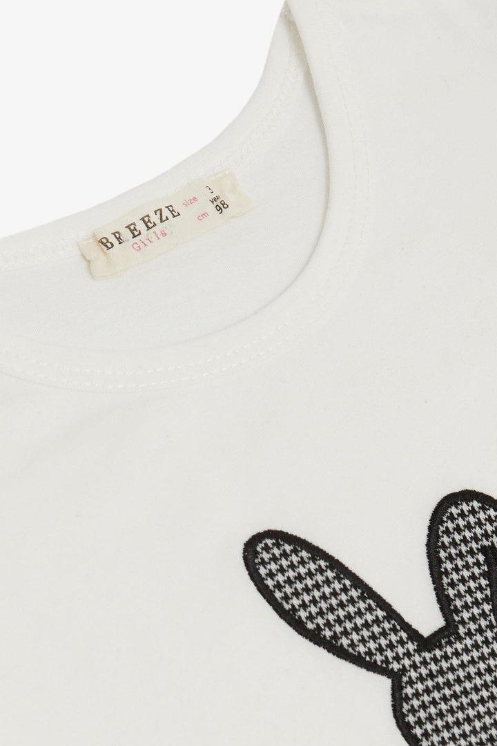 BRE Breeze Girl Child Skirt Suit Cute Bunny Printed 3-8 Years, Ecru - Chihuahua