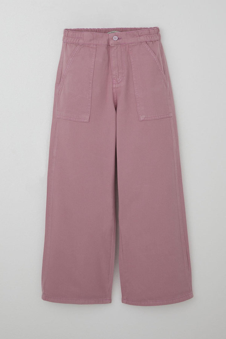 BRE Breeze Girl's Gabardine Pants with Wide Leg Elastic Waist 104 Years, Pink - Midlothian