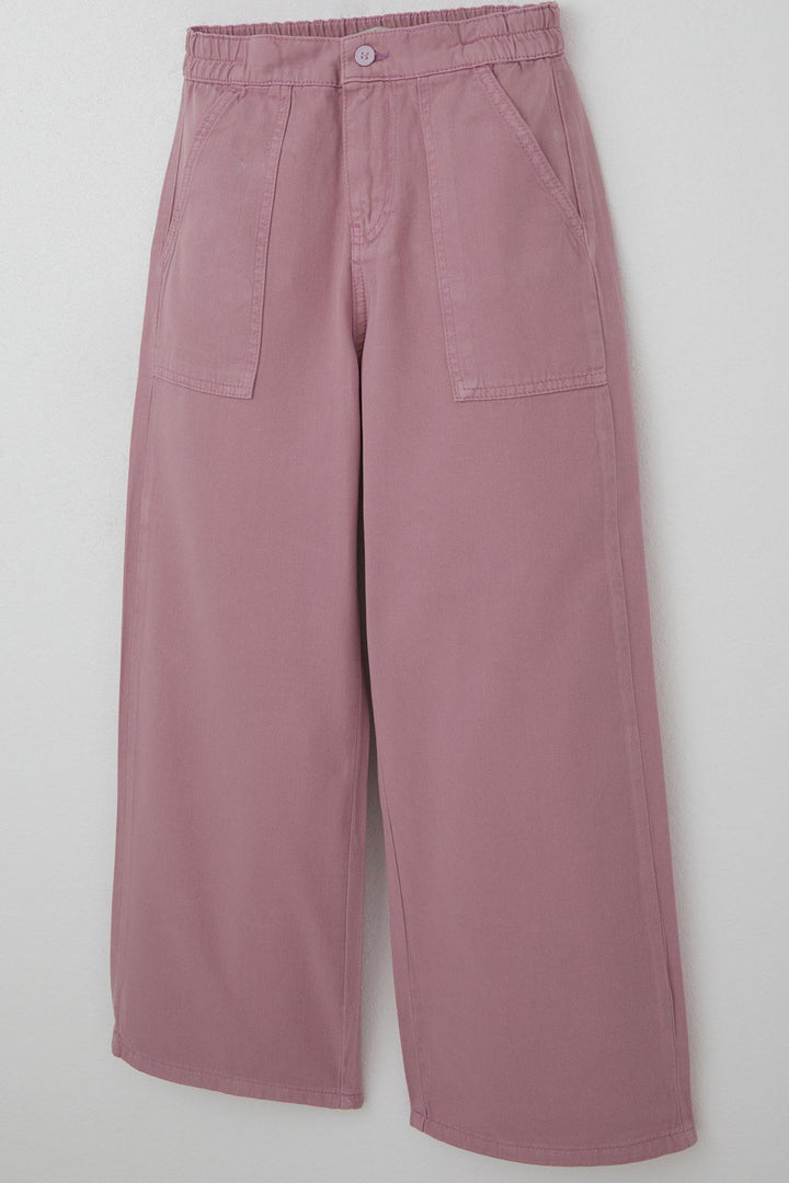 BRE Breeze Girl's Gabardine Pants with Wide Leg Elastic Waist 104 Years, Pink - Midlothian