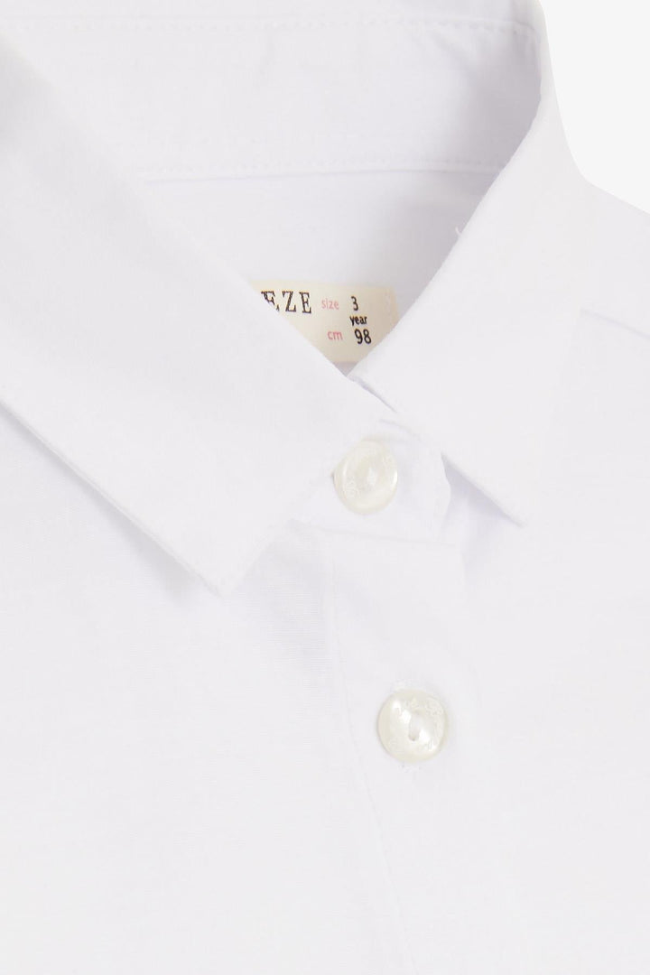 BRE Breeze Girl's Shirt with Buttoned Emblem, 3-7 Years, White - Châtelet