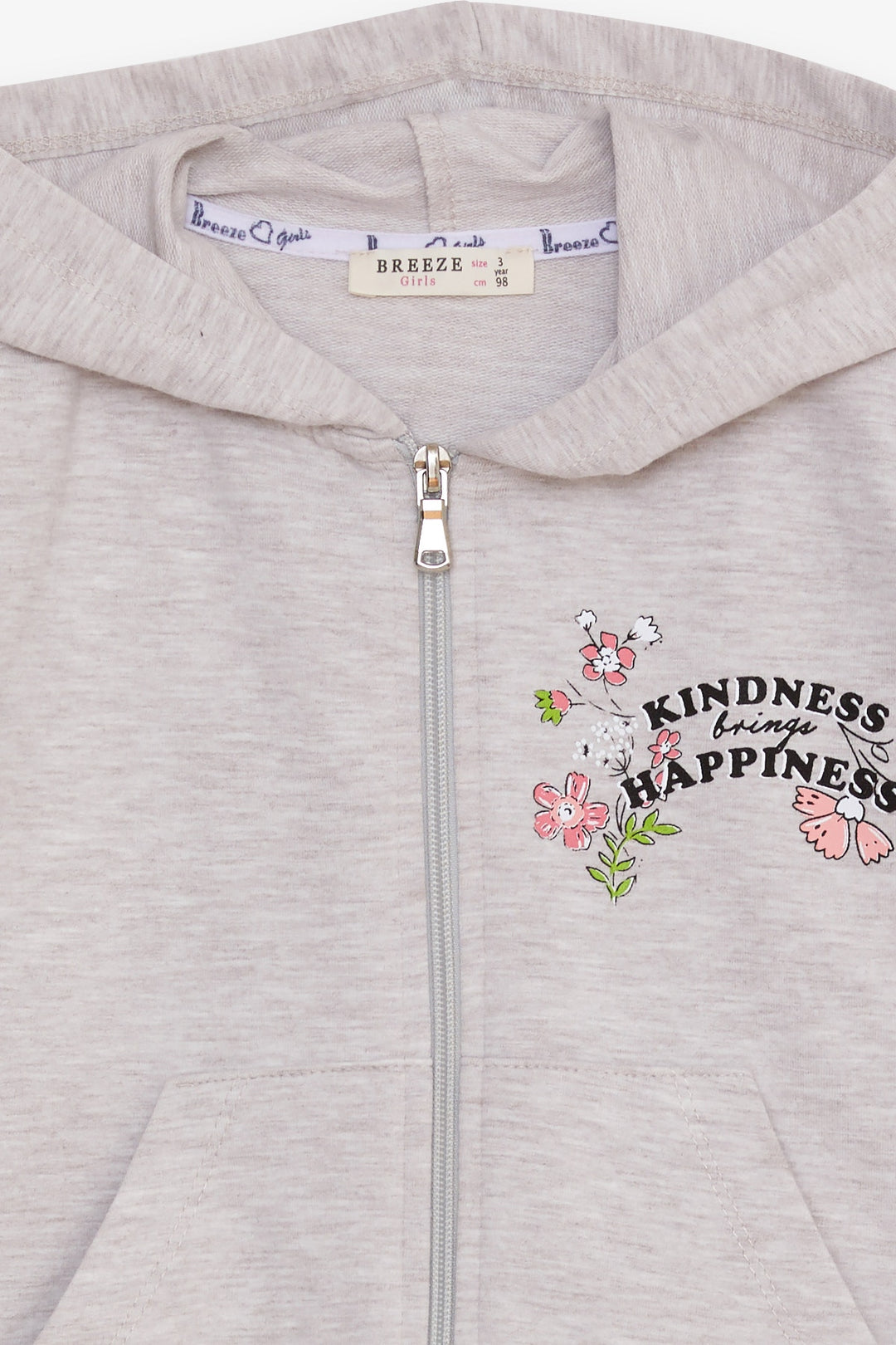 BRE Breeze Girl's Cardigan Flower Printed 1-4 Years, Beige Melange - L’Aquila