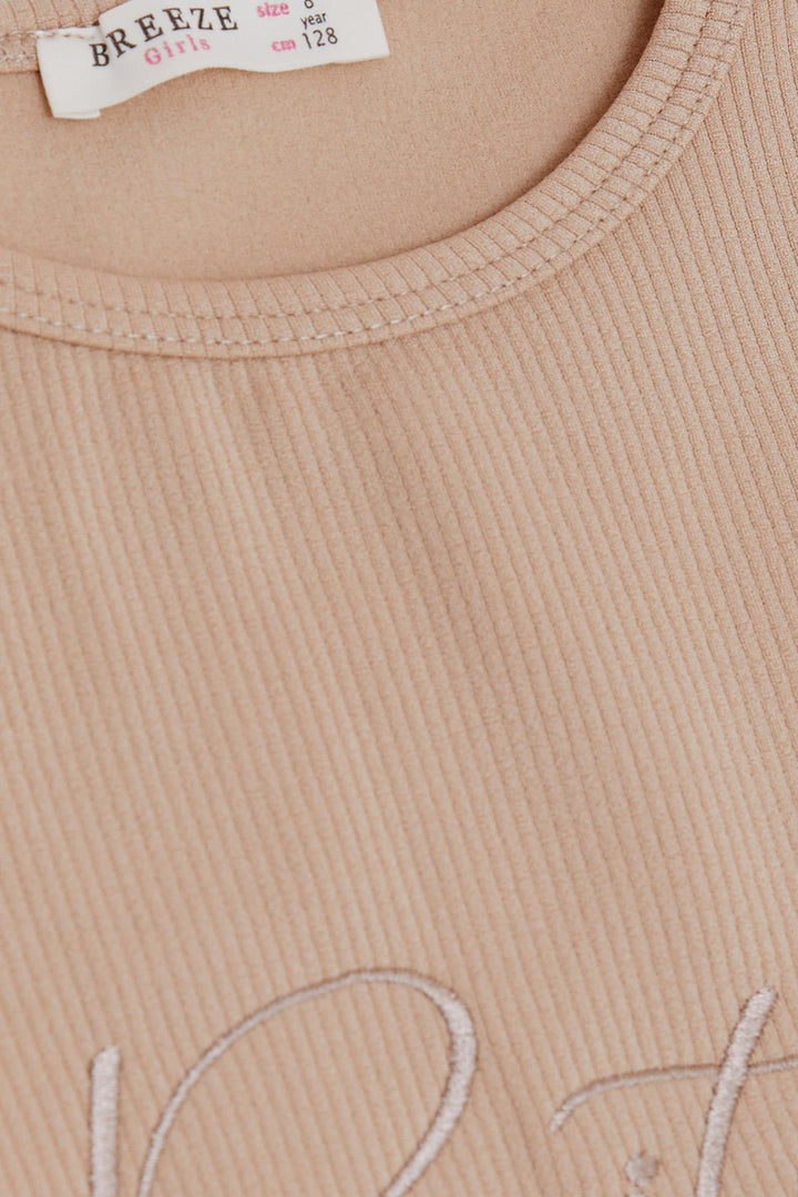 BRE Breeze Girl Child Spanish Pants Leggings Set with Embroidery and Lurex, 62 Years, Beige. - Salamanca