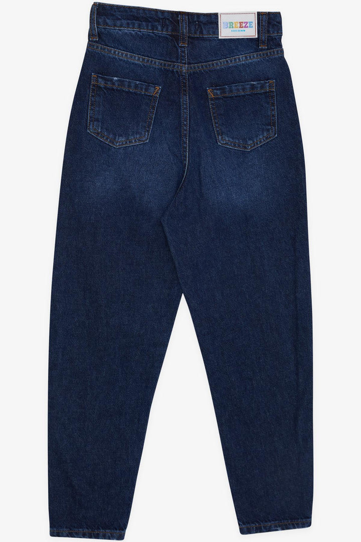 BRE Breeze Girl's Jeans with Pockets and Buttons, 94 Years, Dark Blue - Watsonville