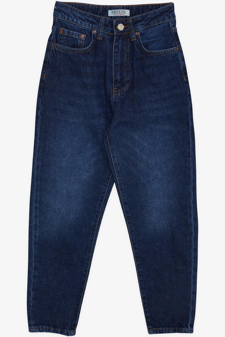 BRE Breeze Girl's Jeans with Pockets and Buttons, 94 Years, Dark Blue - Watsonville