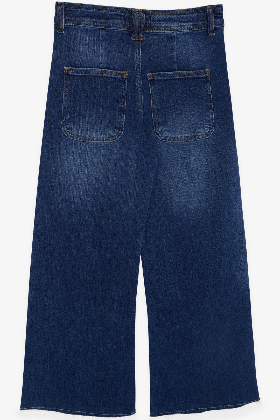 BRE Breeze Girl's Jeans Buttoned Back Pocket Spanish Hem 94 Years, Dark Blue - Glendale