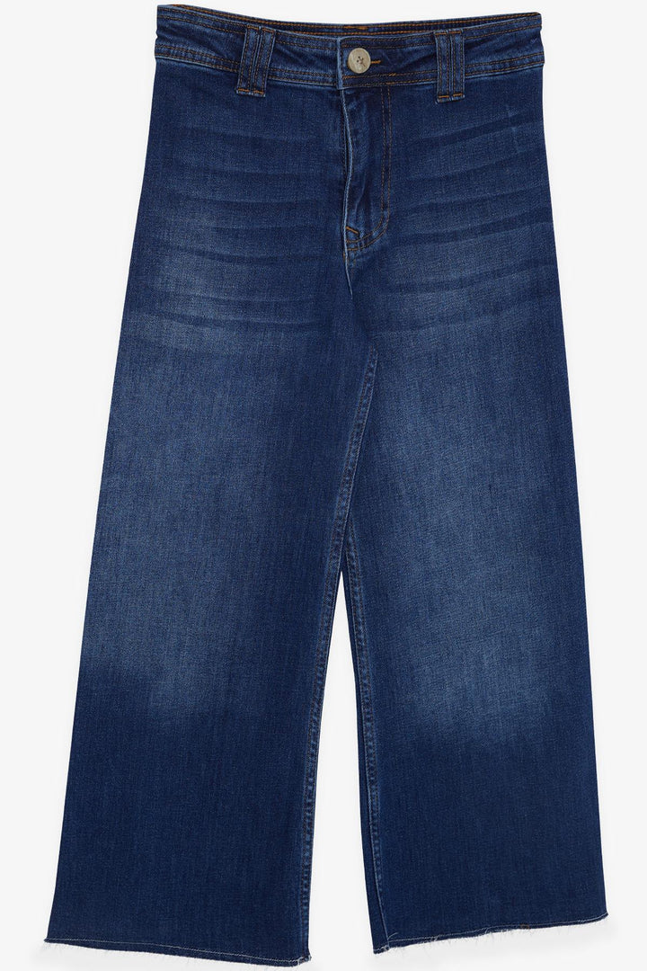 BRE Breeze Girl's Jeans Buttoned Back Pocket Spanish Hem 94 Years, Dark Blue - Glendale