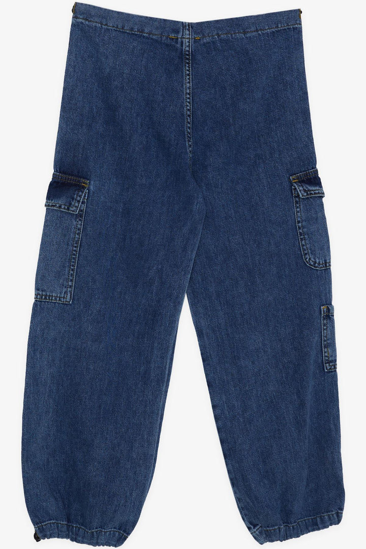 BRE Breeze Girl's Jeans Cargo Pants with Elastic Waistband and Cuffs 94 Years, Blue - Tustin