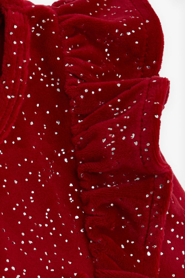 BRE Breeze Girl Child Velvet Dress with Bow Glitter Tulle 3-8 Years, Red - Olympia