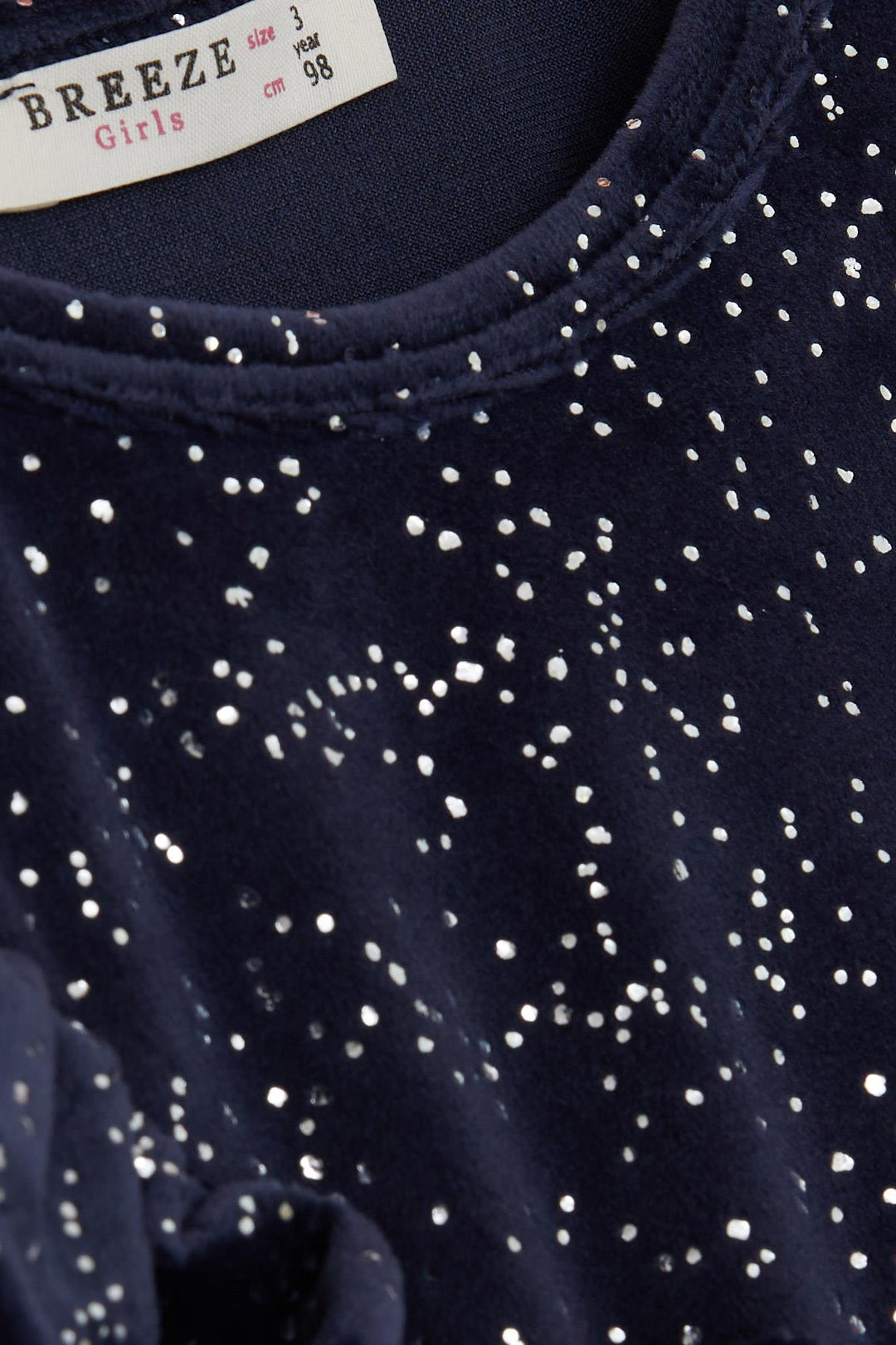 BRE Breeze Girl Child Velvet Dress with Bow Glitter Tulle 3-8 Years, Navy Blue - Vista