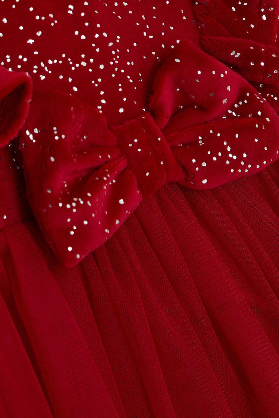 BRE Breeze Girl Child Velvet Dress with Bow Glitter Tulle 3-8 Years, Red - Olympia
