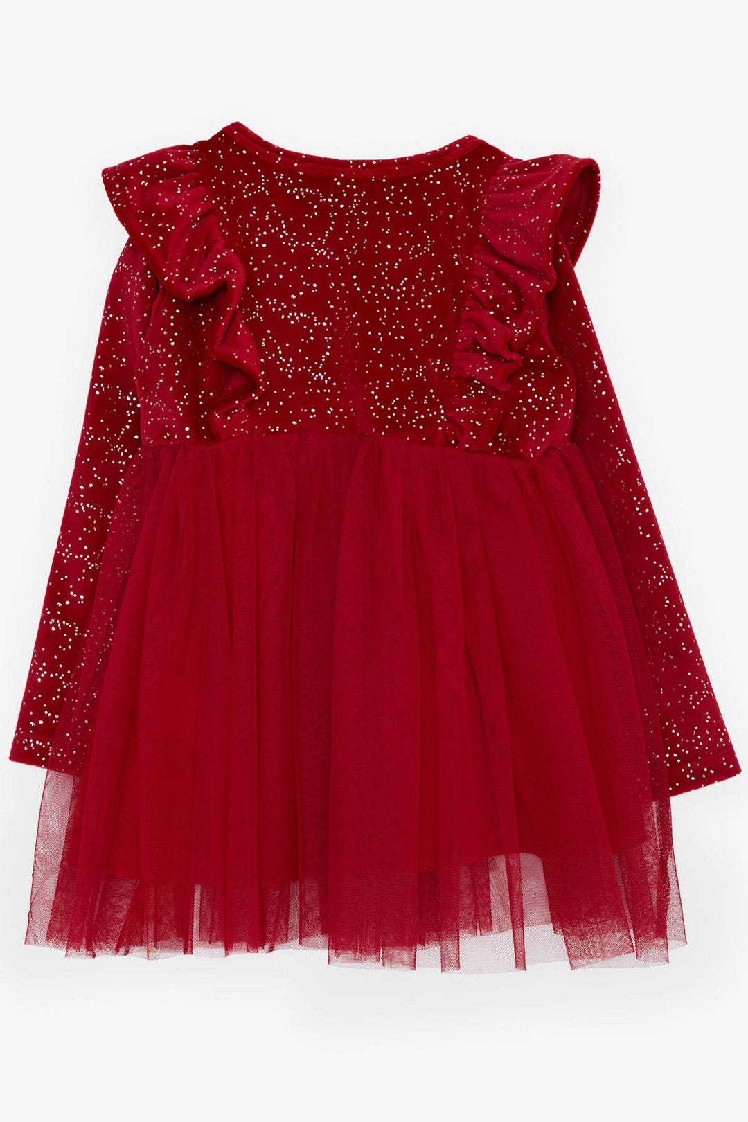 BRE Breeze Girl Child Velvet Dress with Bow Glitter Tulle 3-8 Years, Red - Olympia