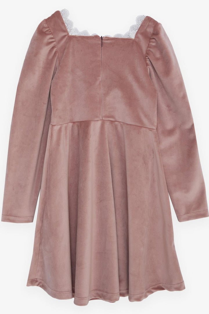 BRE Breeze Girl Child Velvet Dress Collar Lace Back Zipper 62 Years, Powder - Memmingen