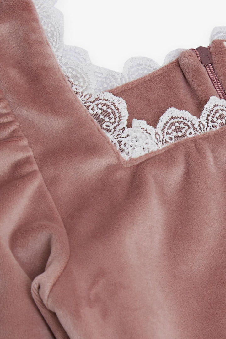 BRE Breeze Girl Child Velvet Dress Collar Lace Back Zipper 62 Years, Powder - Memmingen