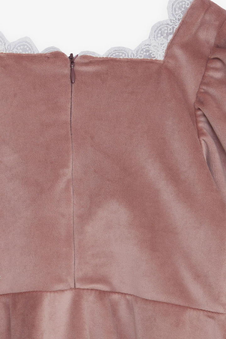 BRE Breeze Girl Child Velvet Dress Collar Lace Back Zipper 62 Years, Powder - Memmingen