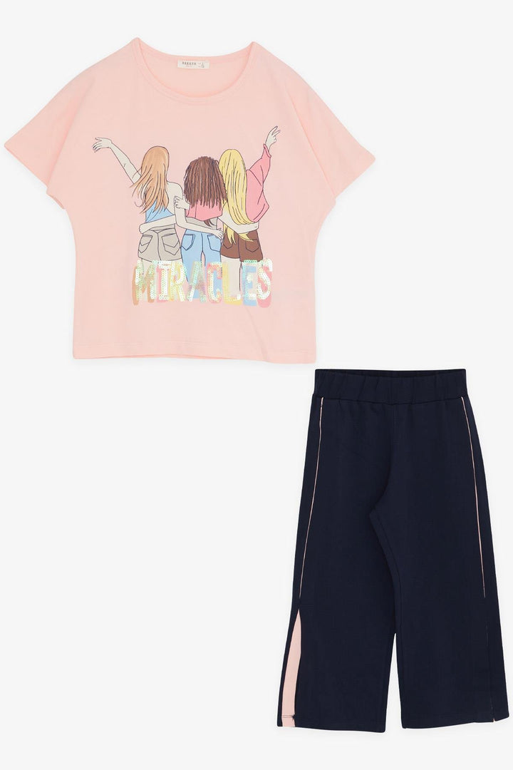 BRE Breeze Girl Child Capri Set with Friend Theme Sequins 62 Years, Powder - Aalst