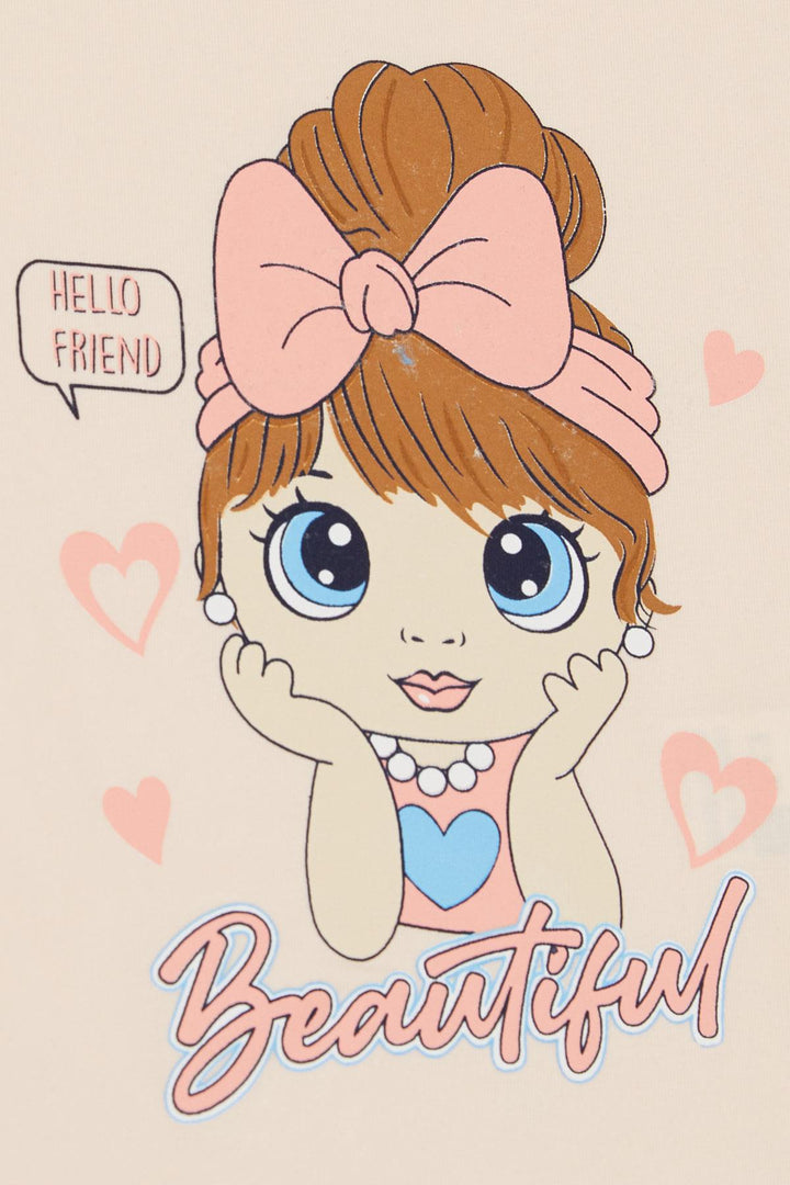 BRE Breeze Girl Child Capri Leggings Set Beautiful Girl Printed 1.5-5 Years, Powder - Ponce