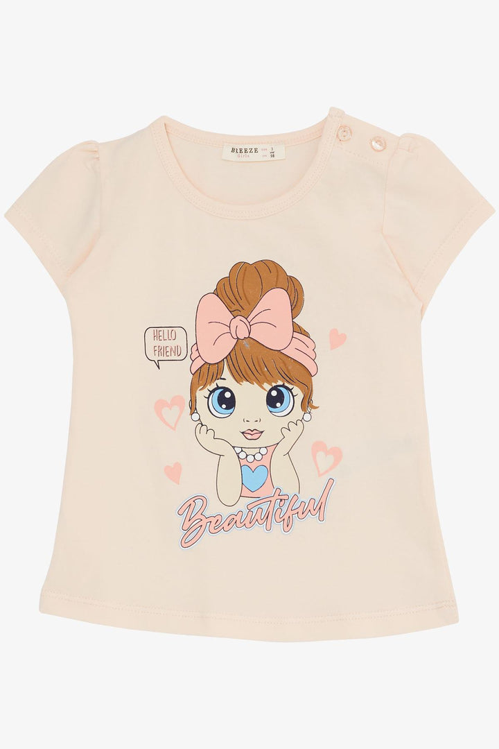 BRE Breeze Girl Child Capri Leggings Set Beautiful Girl Printed 1.5-5 Years, Powder - Ponce