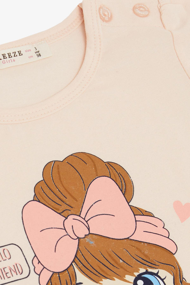 BRE Breeze Girl Child Capri Leggings Set Beautiful Girl Printed 1.5-5 Years, Powder - Ponce