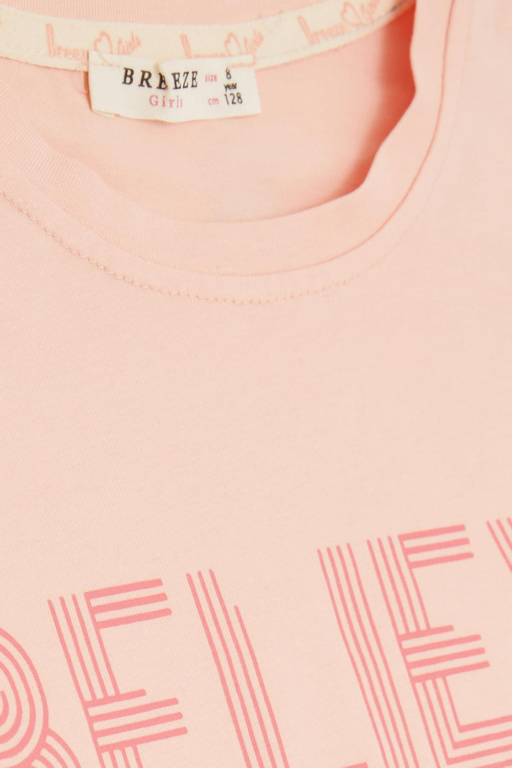 BRE Breeze Girl Child Capri Leggings Crop Set Printed Summer 82 Years, Salmon - Levallois-Perret