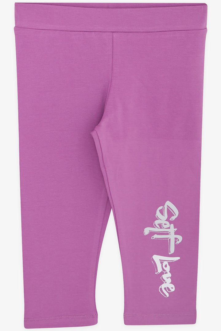 BRE Breeze Girl Child Capri Leggings Crop Set with Glitter Teddy Bear Print, 60 Years, Light Grey Melange - Chernivtsi