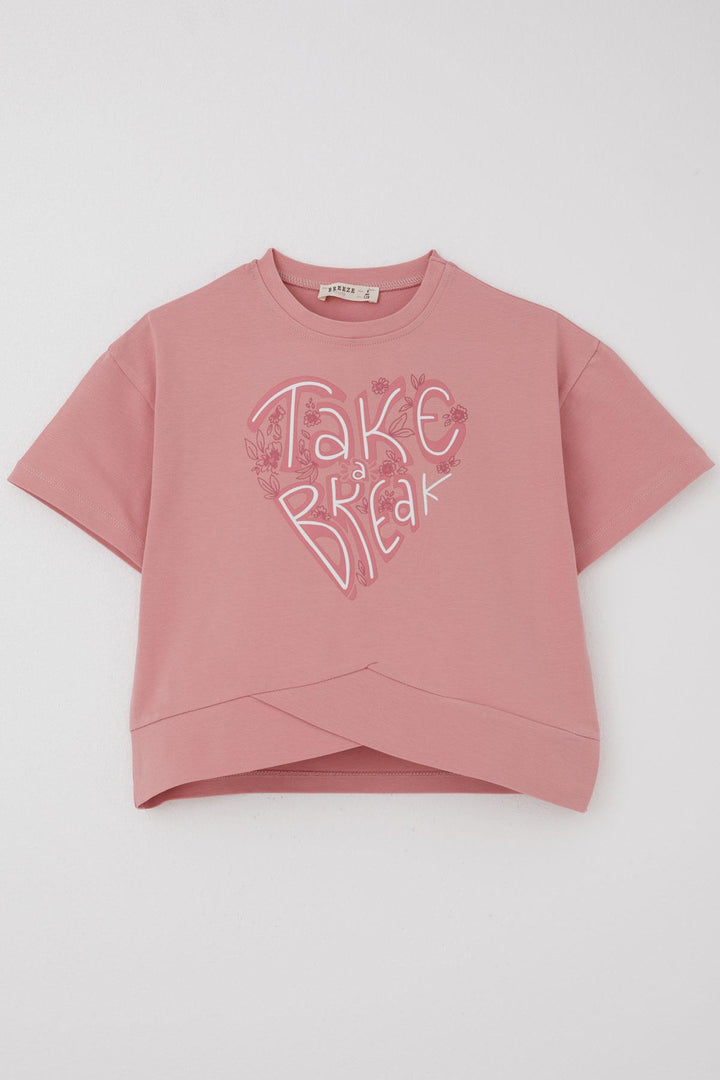 BRE Breeze Girl Capri Leggings Set with Cross Detail and Printed Text, 84 Years, Pink - Ciudad de Melilla