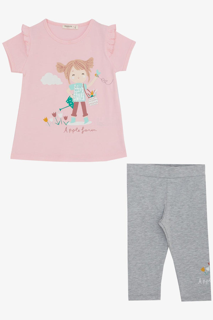 BRE Breeze Girl Child Capri Leggings Set Pair Girl Printed 1-4 Years, Pink - Vaudreuil-Dorion