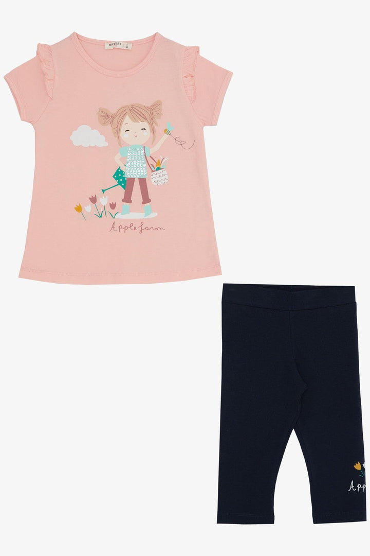 BRE Breeze Girl Child Capri Leggings Set Printed Girl 1-4 Years, Salmon - Magdeburg