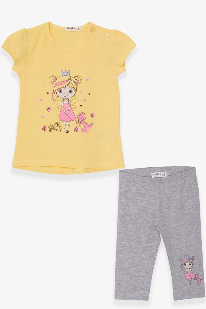 BRE Breeze Girl Capri Leggings Set with Princess Print, 1-4 Years, Yellow - Soteapan