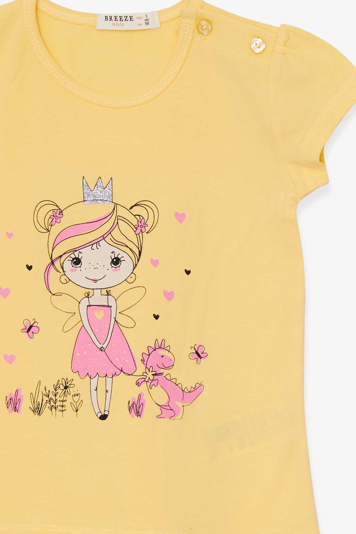 BRE Breeze Girl Capri Leggings Set with Princess Print, 1-4 Years, Yellow - Soteapan