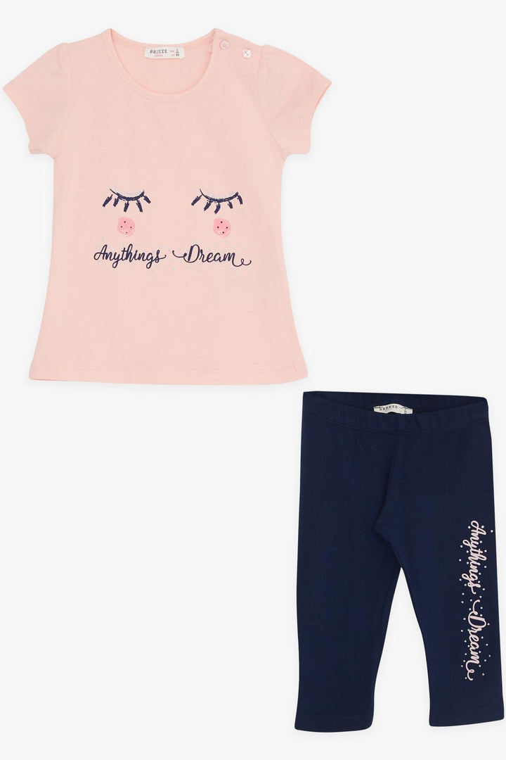 BRE BREEZE Girl Child Capri Leggings Set Dream Themed 1-4 Years, Salmon - Monreale